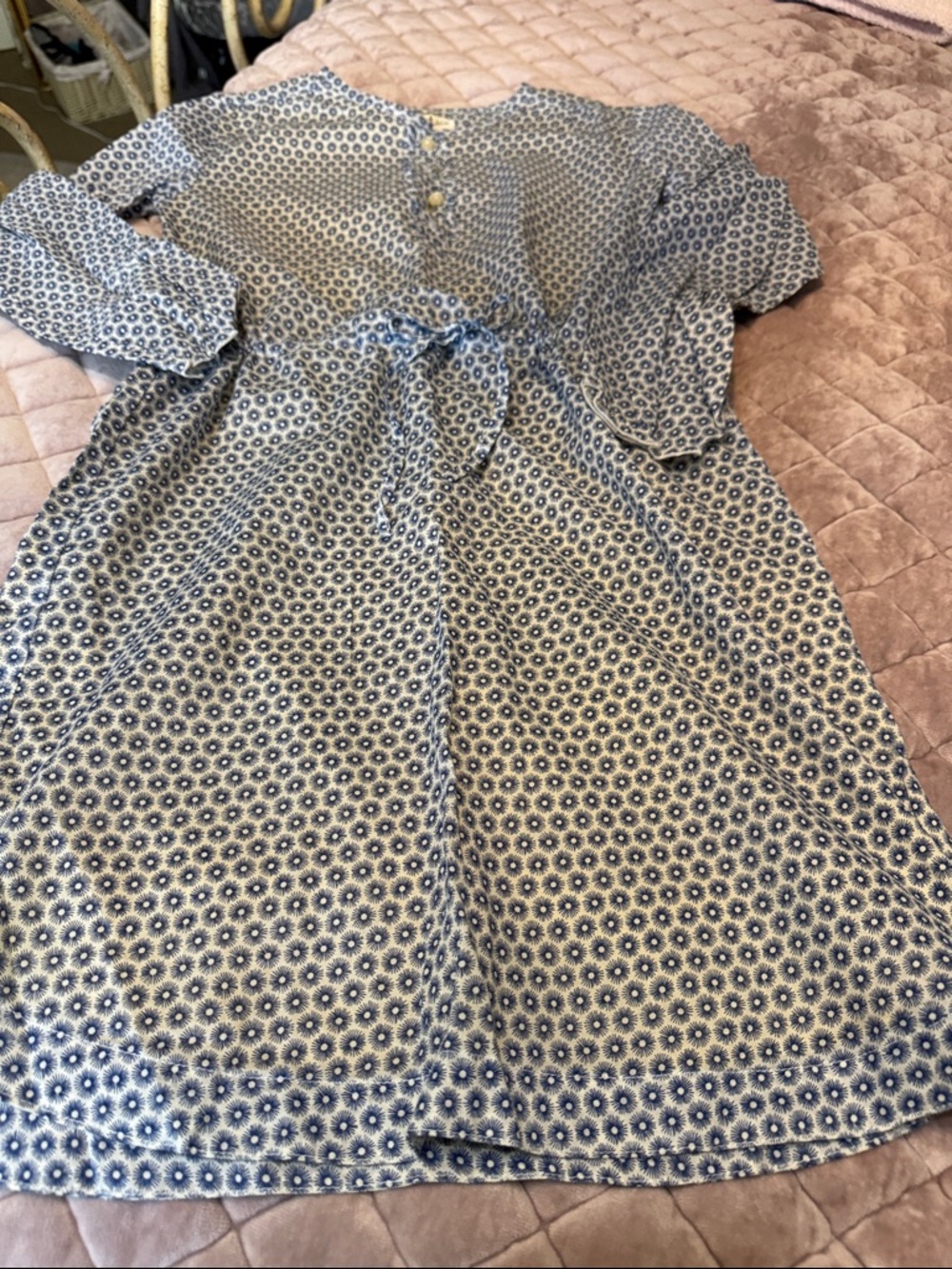 Olive juice Girls Blue Floral Tie-Waist Casual Dress